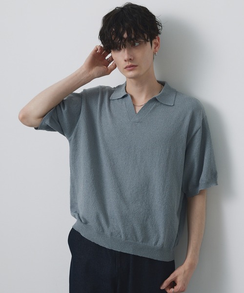 CIYOT ポロシャツ 「CIYOT」ブークレ ショート スキッパーニット