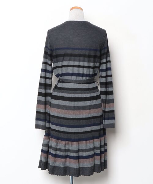 「SONIA RYKIEL」 ボーダー柄ニットワンピース 40 グレー レディース_画像2