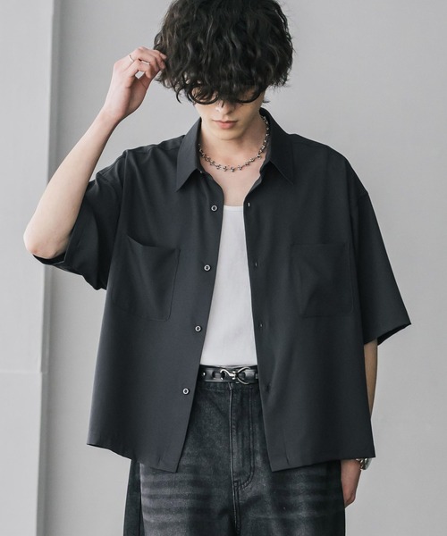 希少バーバリー UPON MY KINGDOM ハーフジップ 半袖シャツ 黒L Rocky Monroe（ロッキーモンロー） シャツ 半袖 接触冷感 オーバー