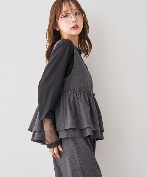 mil（ミル） ベスト ジレ 夏 Wジップ ペプラムジレ 「セットアップ対応