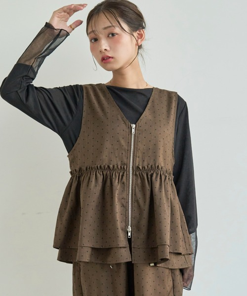 mil（ミル） ベスト ジレ 夏 Wジップ ペプラムジレ 「セットアップ対応