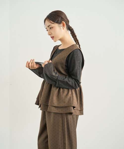 mil（ミル） ベスト ジレ 夏 Wジップ ペプラムジレ 「セットアップ対応