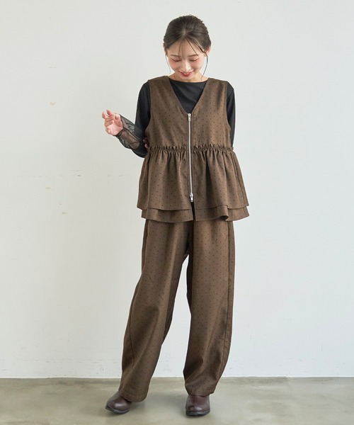 mil（ミル） ベスト ジレ 夏 Wジップ ペプラムジレ 「セットアップ対応