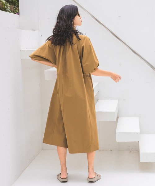 「HEREIAM」 半袖ワンピース MEDIUM キャメル レディース_画像3