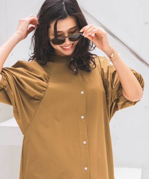 「HEREIAM」 半袖ワンピース MEDIUM キャメル レディース_画像5