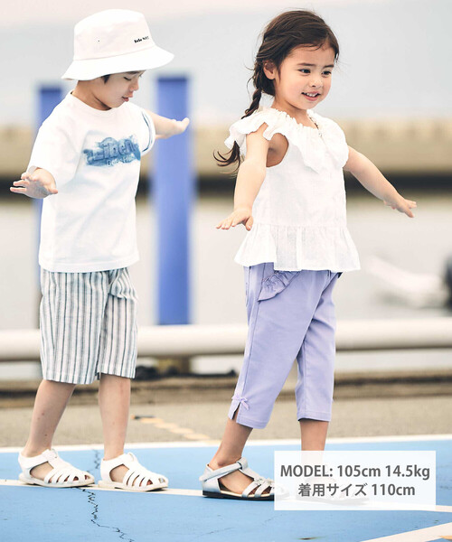 BeBe（ベベ） パンツ 「接触冷感」ストレッチウェザーポケットフリル