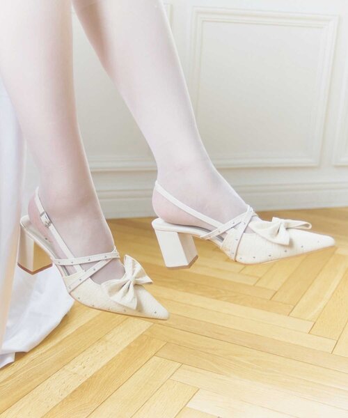 Belle Charme シューズ ミュール 「Belle Charme」Studded Ribbon