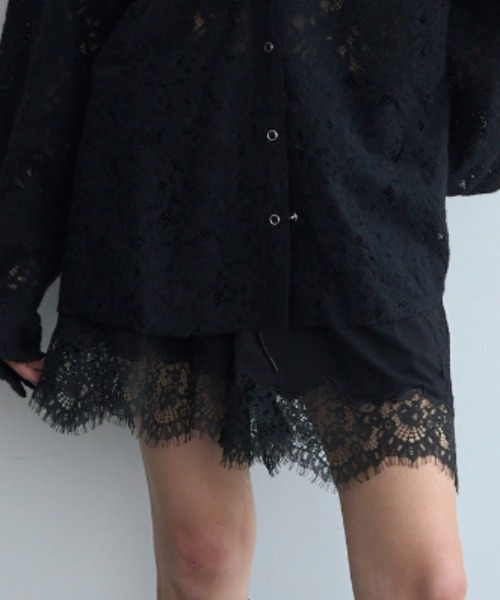 ブラック レース付きショートパンツ JOSE MOON（ジョゼムーン） パンツ LACE DOCKING SHORT PANTS/レース