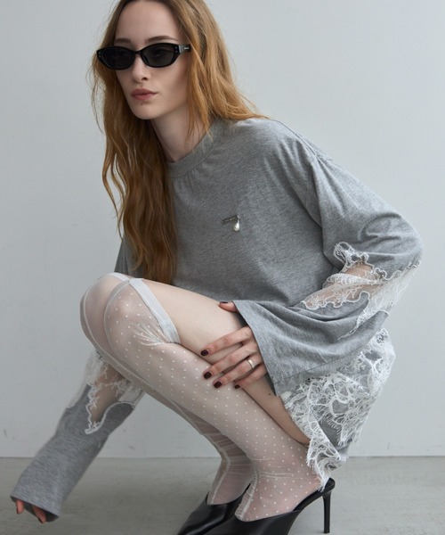 JOSE MOON LACE TRIM SHORT PANTS ブラック JOSE MOON（ジョゼムーン） パンツ LACE DOCKING SHORT PANTS/レース