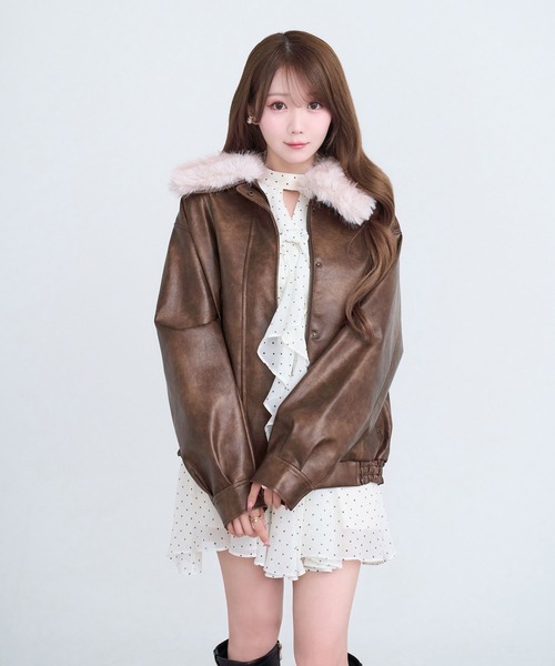 Rose Muse（ロゼミューズ） ブルゾン アウター Fur collar fake 