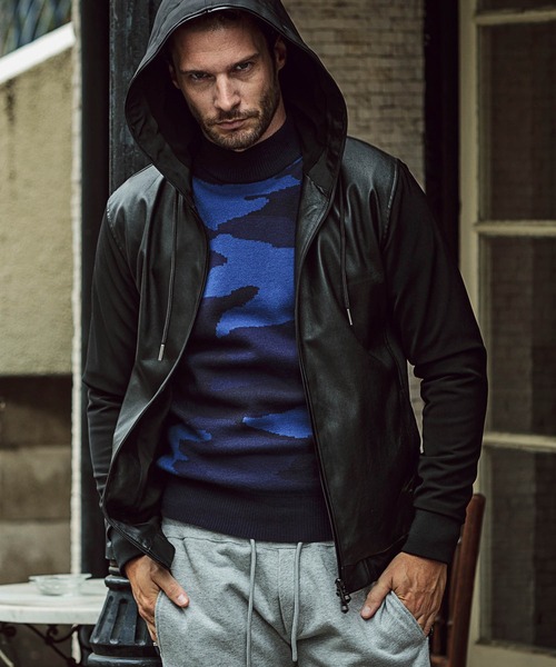 47 割引s メンズ Sサイズ相当 M メンズ Mサイズ相当 L メンズ Lサイズ相当 Xl メンズ Xlサイズ相当 Xxl ブラック美しい パーカー 1piu1uguale3 Relax ウノピゥウノウグァーレトレ ウォッシャブルレザーパーカー トップス メンズファッション