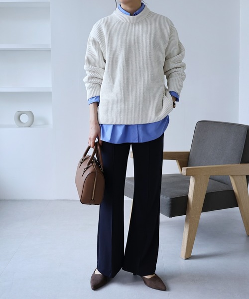 evernavy パンツ ポンチフレアパンツ レディース : ZOZOTOWN Yahoo!店