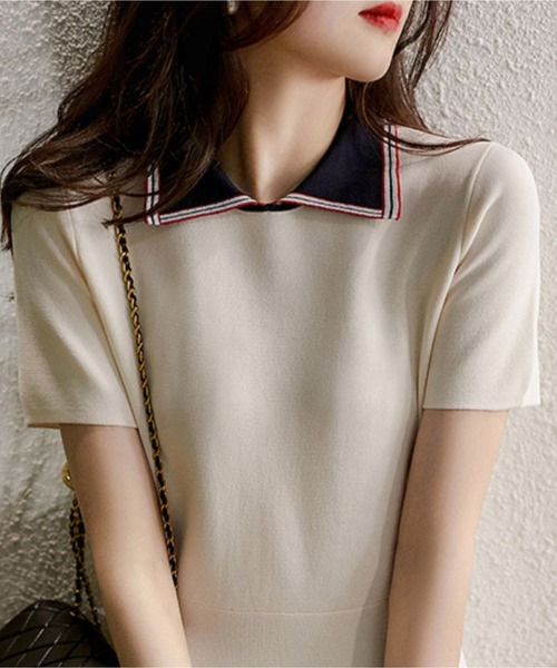 ワンピース ニット 半袖 ボーダー Aライン ワンピ S-XL b-2383 ワンピース Aライン半袖ニットワンピース : ZOZOTOWN Yahoo!店