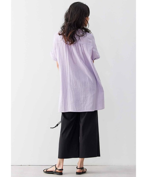 Y's Indigo ダブルガーゼ フレア ノースリーブ ブラウス Y's Indigo ダブルガーゼ フレア ノースリーブ ブラウス