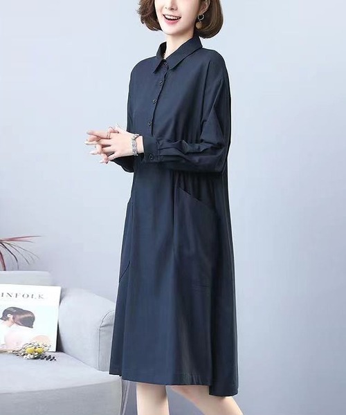 BLANC FICELLE ワンピース シャツワンピース ミドル丈 シャツ 