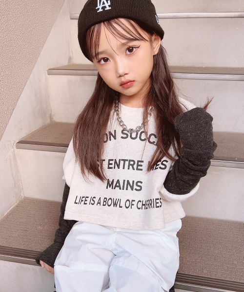 少し豊富な贈り物 RandS トレーナー 子供 キッズ アームウォーマー風配色トップス その他