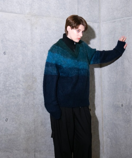 VI E DIT セーター ニット グラデーションVネックニット メンズ