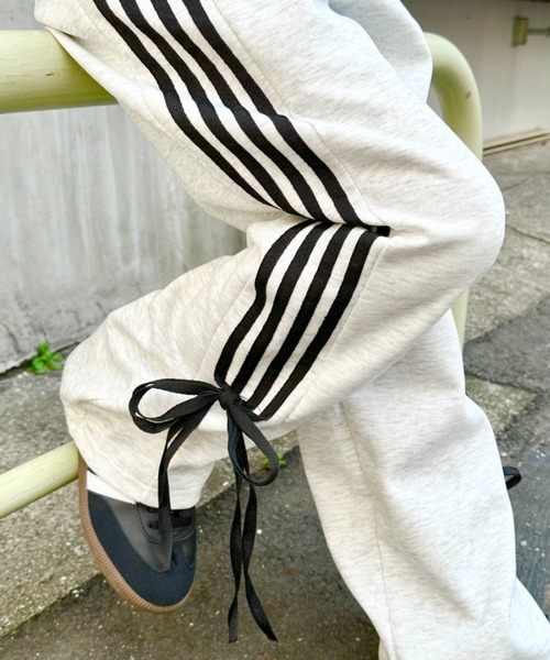CLEA スウェットパンツ ジャージ サイドリボン ラインワイドスウェット 