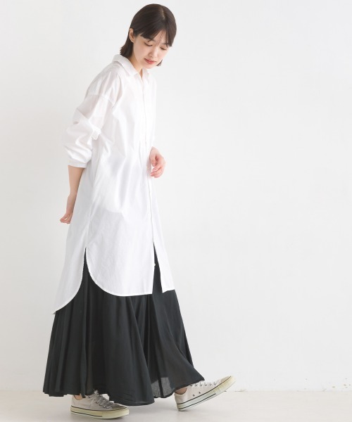 19SS✨ ATON コットンリネン フレアロングスカート プリーツ ホワイト 19SS✨ ATON コットンリネン フレアロングスカート プリーツ