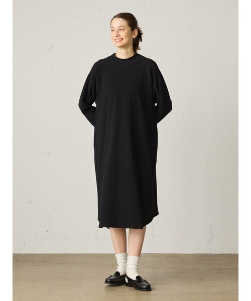 ワンピース MidiUmi ワッフルラグランスリーブワンピース