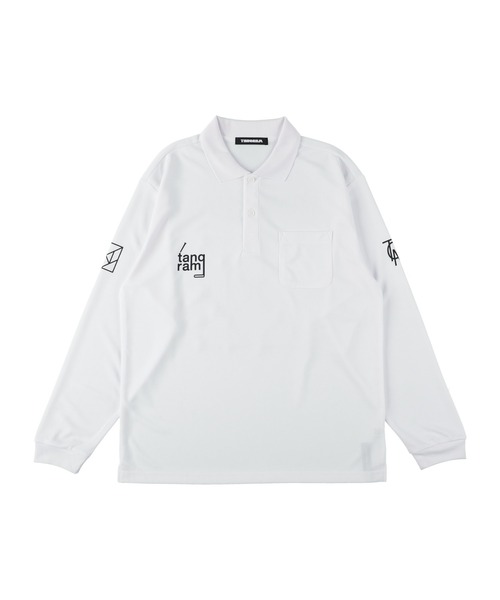 TANGRAM ホワイト ポロシャツ ロゴ入り TANGRAM ポロシャツ LOGO LONG SLEEVE POLO SHIRTS メンズ