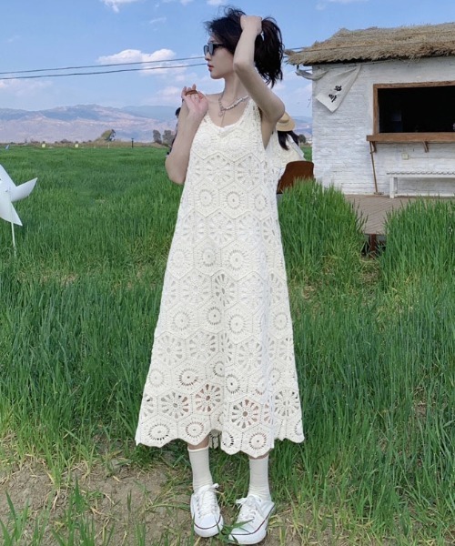 CHICWISH★総レースクロッシェノースリーブワンピース☆ gossip!ロサンゼルス ワンピース 「垢抜けレイヤードアイテム