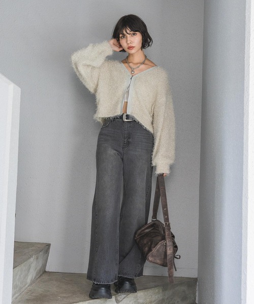 PAGEBOY カーディガン ラメファインフェザーZIPカーディガン