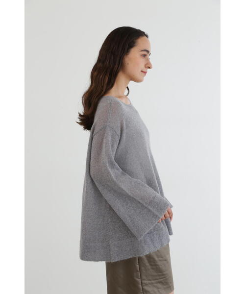 53900円　ATON モヘヤ クルーネック ニットグレー セーター シアー畦2 ATON（エイトン）の「＜ATON＞モヘヤ クルーネック ニット（ニット