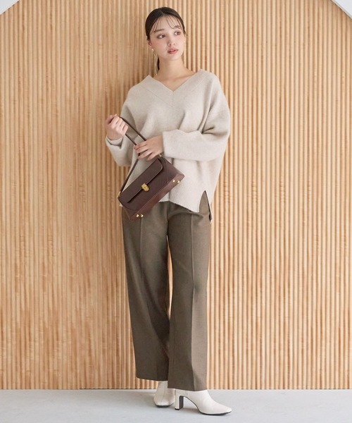 ニット セーター 「洗える」CNラクーンコンVネックニット116860 レディース Andemiu ニット セーター 「洗える」CNラクーンコンVネック