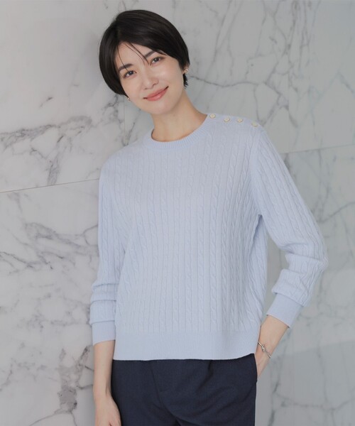 ニット セーター 「洗える」WOOL BLEND AIR クルーネック ニット レディース ニット セーター 「洗える」WOOL BLEND AIR クルーネック