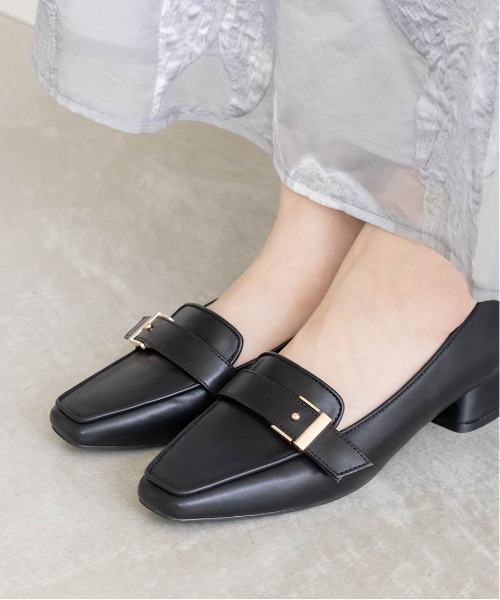 【美品】RANDA 2WAYベルトスクエアトゥローファー ブラック　Mサイズ RANDA｜2WAYベルトスクエアトゥローファー | Rakuten Fashion