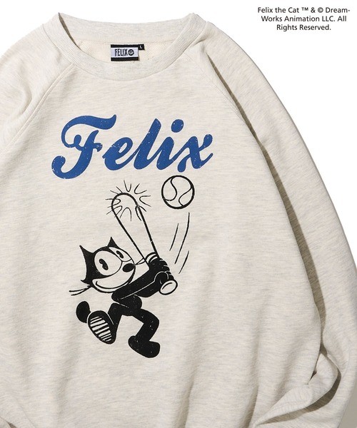 トレーナー スウェット 「FELIX THE CAT/フィリックス・ザ・キャット」ラグランスリーブ バックプリント スウェットプルオーバー レディース ADPOSION トレーナー スウェット 「FELIX THE CAT/フィリックス