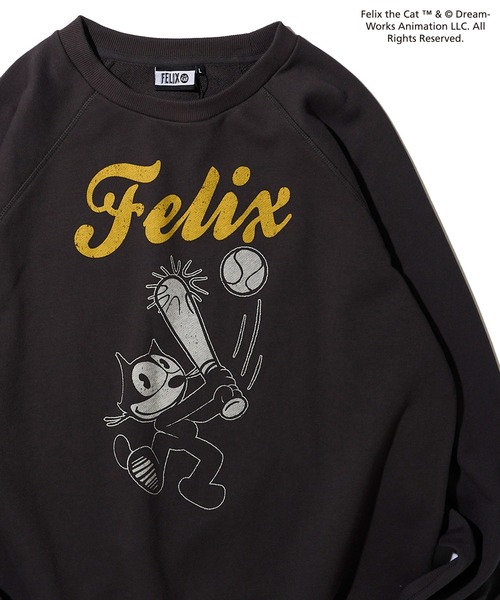 トレーナー スウェット 「FELIX THE CAT/フィリックス・ザ・キャット」ラグランスリーブ バックプリント スウェットプルオーバー レディース