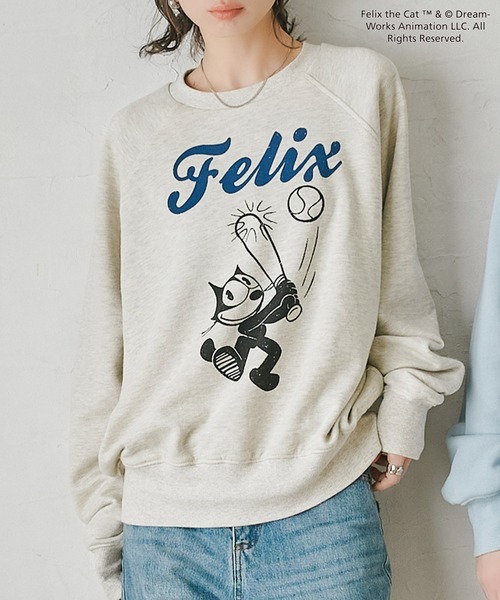 トレーナー スウェット 「FELIX THE CAT/フィリックス・ザ・キャット」ラグランスリーブ バックプリント スウェットプルオーバー レディース ADPOSION トレーナー スウェット 「FELIX THE CAT/フィリックス