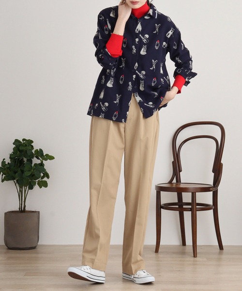 ブラウス シャツ EMAGO 森の演奏会総柄刺繍ブラウス レディース Emago ブラウス シャツ EMAGO 森の演奏会総柄刺繍シャツ