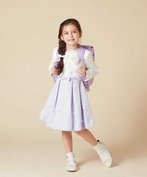 卒園式、入学式薄紫用フラワー刺繍ドレスとジャケットpetitmain petit main セレモニースーツ フォーマル 発表会 卒園式 入学式