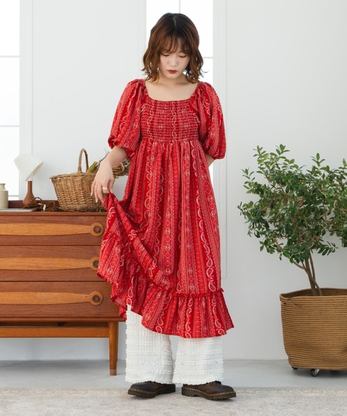 レオナール 美品 ロングワンピース 日本製 華やか 総柄ドレス