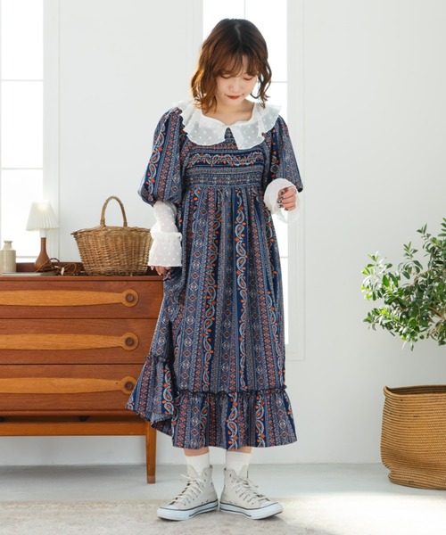5月23日まで掲載 レオーナール ワンピース ペーズリー柄 （上品