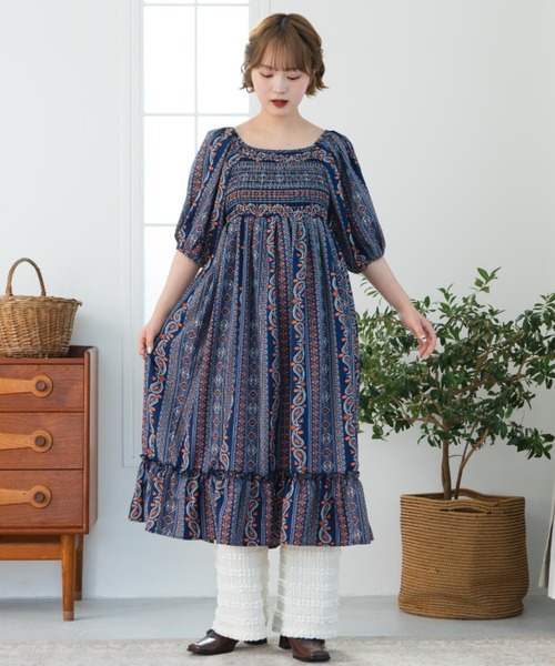 レオナール 美品 ロングワンピース 日本製 華やか 総柄ドレス