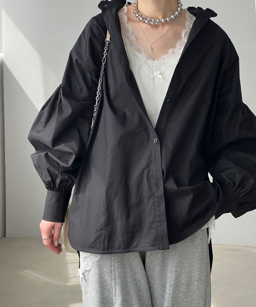 楽天市場】クロップドギャザーフォルムシャツ トップス