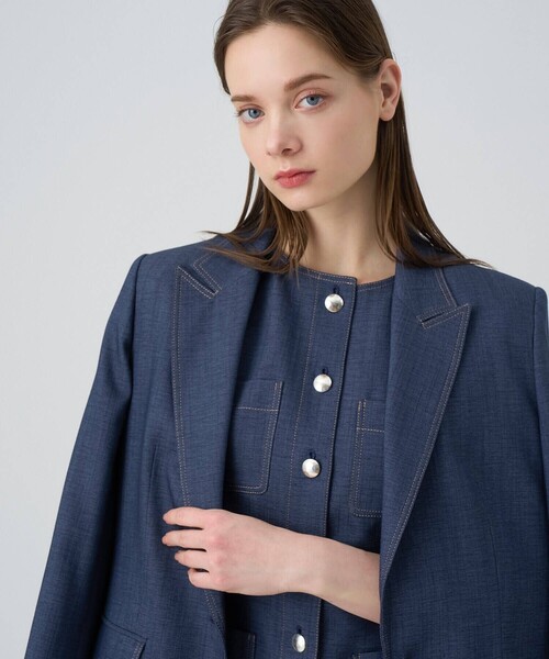 【新品未使用】アナイ　38テーラードジャケット ANAYI（アナイ） ジャケット ノーカラージャケット ストレッチクロス