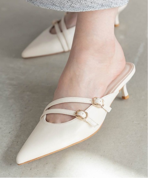 RANDA（ランダ） パンプス ダブルストラップポインテッドトゥミュール