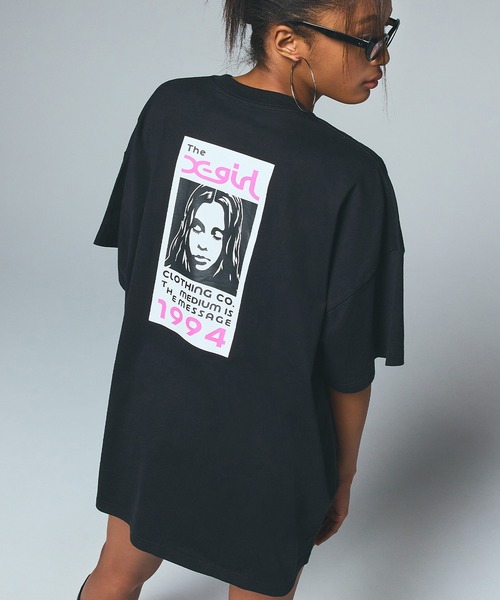 すぐ届く☆X-girl Tシャツワンピース オーバーサイズ FACEロゴ X-girl ワンピース BOX LOGO AND FACE S/S BIG TEE DRESS