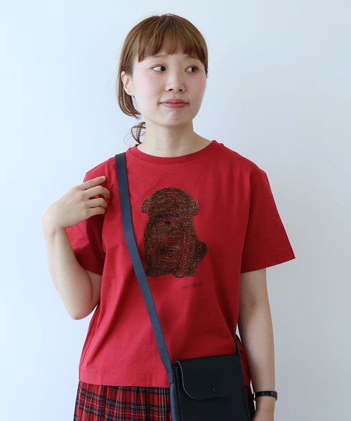 bulle de savon tシャツ しょんぼり犬刺繍Tシャツ レディース
