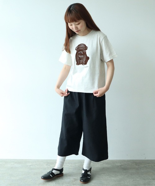 bulle de savon tシャツ しょんぼり犬刺繍Tシャツ レディース