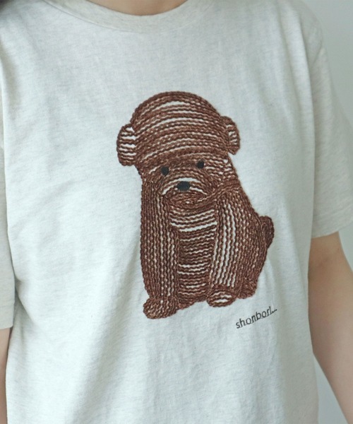 bulle de savon tシャツ しょんぼり犬刺繍Tシャツ レディース