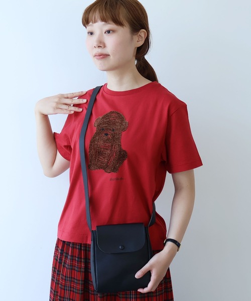 bulle de savon しょんぼり犬刺繍Tシャツ AMBIDEX Store △〇 しょんぼりいぬ 刺繍 Tシャツ(F コン