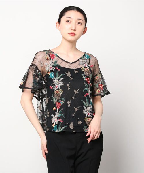 「GRACE CONTINENTAL」 半袖ブラウス 36 ブラック レディース GRACE CONTINENTAL 「GRACE CONTINENTAL」 半袖ブラウス 36