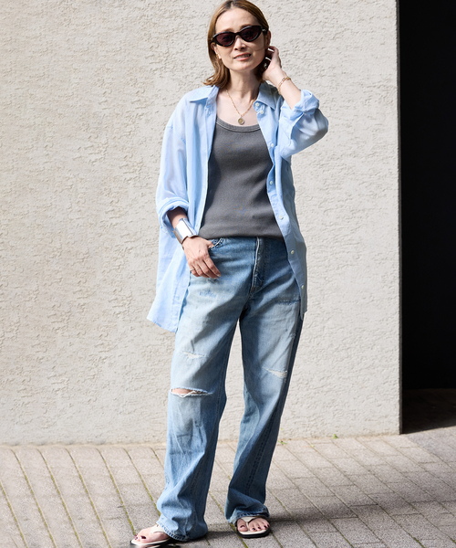 Deuxieme Classe ブラウス シャツ *Sheer ストライプ レディース