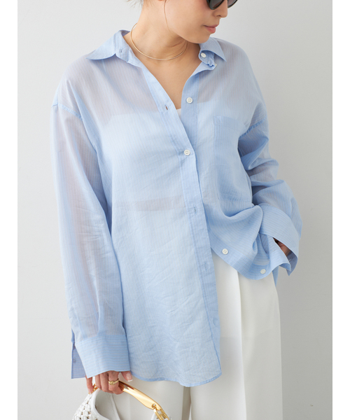Deuxieme Classe ブラウス シャツ *Sheer ストライプ レディース